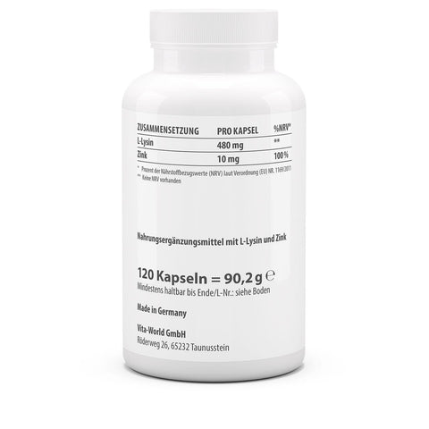 Lysin 600 mg plus Zink 10 mg 120 Kapseln