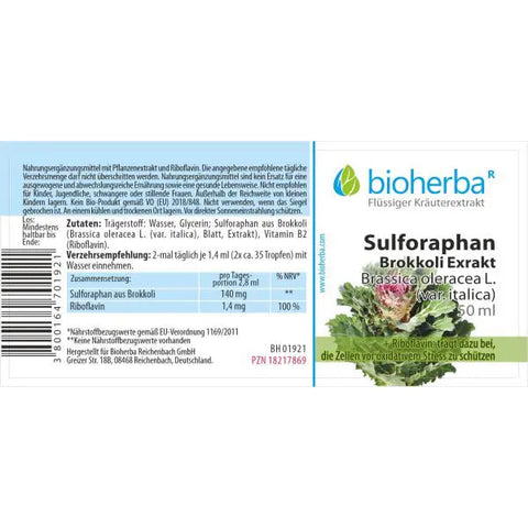 SULFORAPHAN Brokkoli Tropfen 50 ml – Tinktur mit Riboflavin (Vitamin B2) – pflanzlich