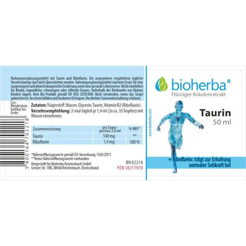 Taurin Tropfen 50 ml – Tinktur mit Vitamin B2 (Riboflavin)