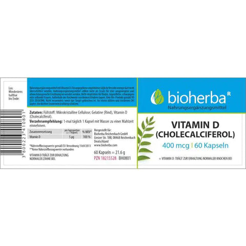 Vitamin D (Cholecalciferol) 400 mcg 60 Kapseln