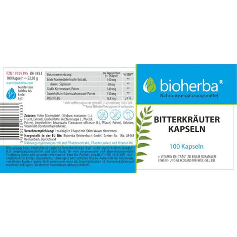 Bitterkräuter Kapseln 100 Stück – Pflanzliche Unterstützung für Magen & Verdauung