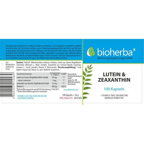 Lutein und Zeaxanthin 100 Kapseln
