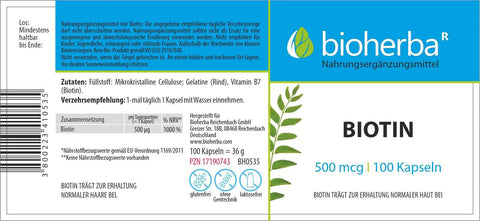 Biotin 500 mcg 100 Kapseln
