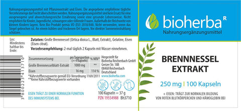 Brennnessel + Eisen – 100 Kapseln | Für Blutbildung & Immunsystem*