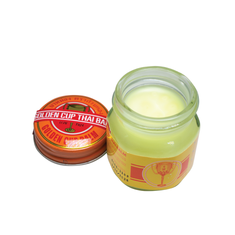 Golden Cup Thai Balm Salbe 22g - Original aus Thailand - mit ätherischen Ölen wie Menthol, Eukalyptus & Kampfer - klassischer Sportbalsam - Alltagshelfer - traditioneller Massagensalbe