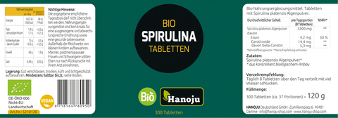 Bio Spirulina Tabletten 400 mg – 300 Stück, reich an Eisen & Vitalstoffen