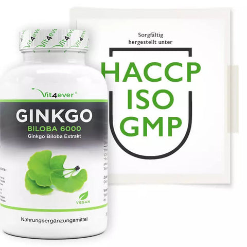 Ginkgo Biloba 6000 mg - Ginkgo Spezial Extrakt - 365 Tabletten