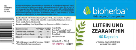 Lutein + Zeaxanthin Kapseln mit Vitamin A – 60 Stück | Natürliche Unterstützung für die Sehkraft