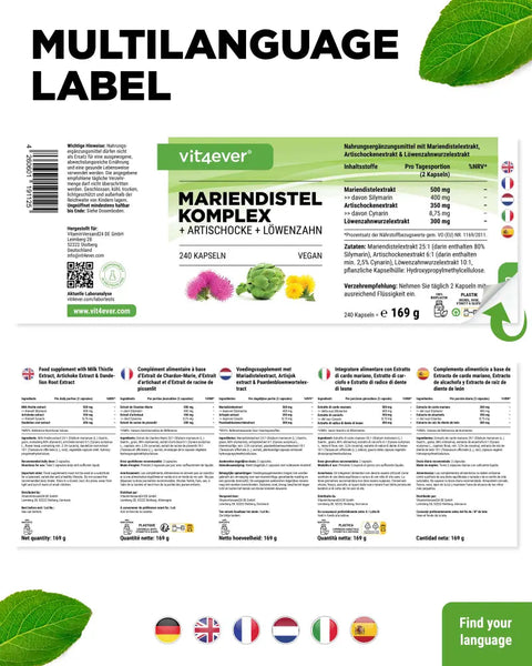 Mariendistel Artischocken Löwenzahn Komplex - 240 Kapseln