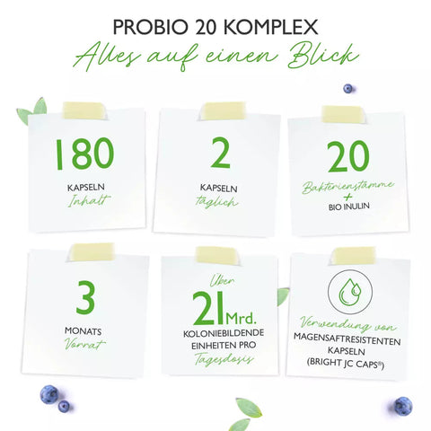 Probio 20 Komplex - Kulturen Komplex mit 20 Bakterienstämmen + Inulin - 180 Kapseln