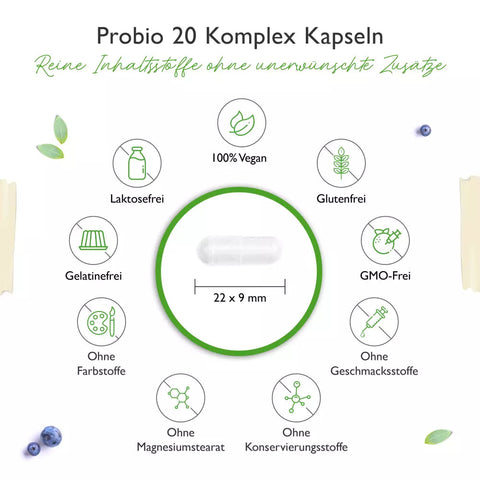 Probio 20 Komplex - Kulturen Komplex mit 20 Bakterienstämmen + Inulin - 180 Kapseln