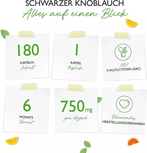 Schwarzer Knoblauch Extrakt - 180 Kapseln mit 750 mg