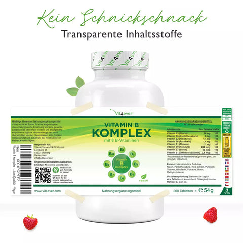Vitamin B Komplex - 8 B-Vitamine - 200 Tabletten