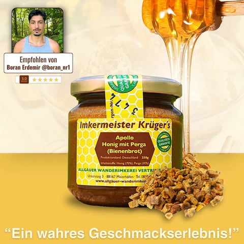 APOLLO Honig mit Perga (Bienenbrot) – Imker Naturprodukt 250g