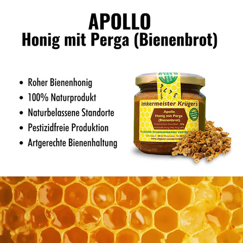 APOLLO Honig mit Perga (Bienenbrot) – Imker Naturprodukt 250g