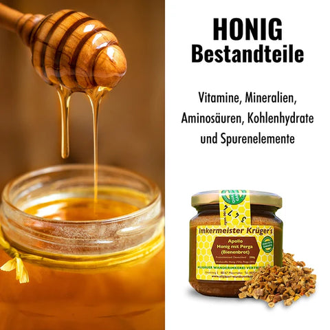 APOLLO Honig mit Perga (Bienenbrot) – Imker Naturprodukt 250g