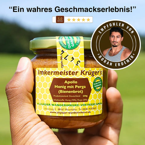 APOLLO Honig mit Perga (Bienenbrot) – Imker Naturprodukt 250g