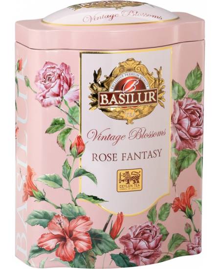 BASILUR Vintage Blossoms Rose Fantasy Grüner Tee – 100 g Blechdose
