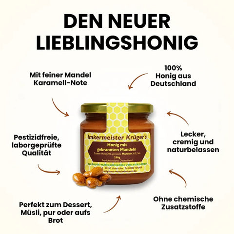Honig mit gebrannten Mandeln 250g Naturprodukt