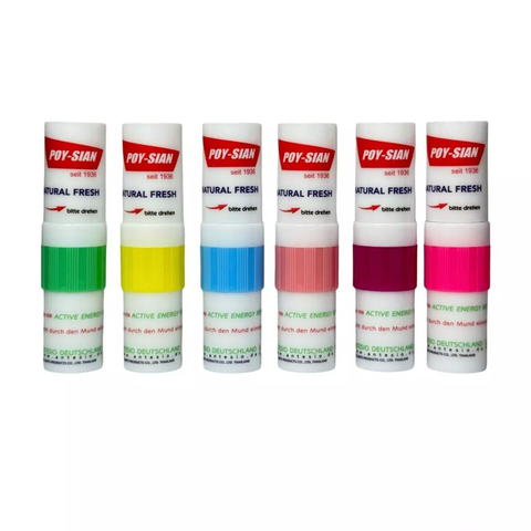 Poy-Sian Nasenstift & Riechstift 6er Pack – Original Thailand – Menthol & Eukalyptus – Erfrischender Aromastift für unterwegs