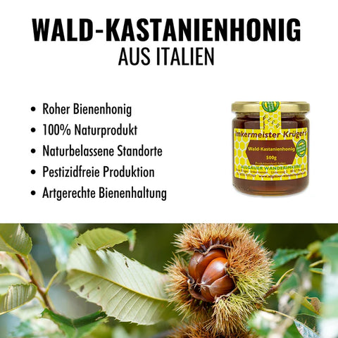 Wald-Kastanienhonig – 100% Imker Naturprodukt 500g aus Italien