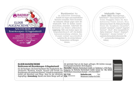 Elixir Augencreme Nachtcreme Mit Rosenknospen- & Hagebuttenöl 30 ml