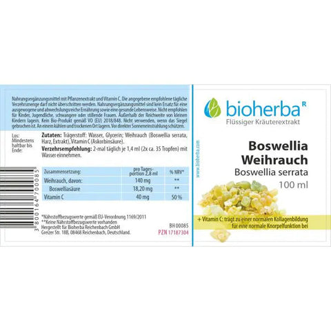 Boswellia Weihrauch Tropfen 100 ml – Tinktur mit Boswellia serrata & Vitamin C
