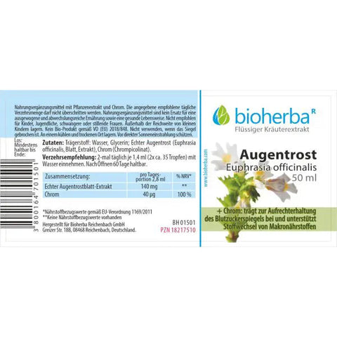 Augentrost Tropfen 50 ml – Tinktur mit Euphrasia officinalis & Chrom –  pflanzlich