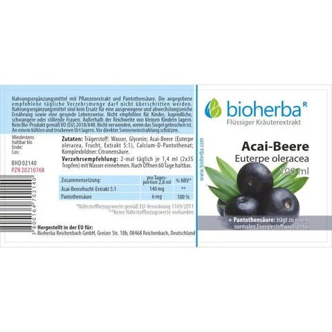 Acai-Beere Euterpe Оleracea Tropfen Tinktur 100 ml