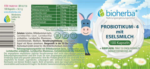 Probiotikum - 4 mit Eselsmilch 100 Kapseln