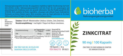 Zinkcitrat 90 mg 100 Kapseln