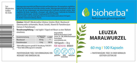 Leuzea Maralwurzel 60 mg 100 Kapseln
