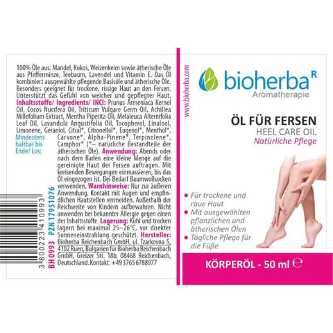 Öl für Fersen Heel Care Oil Natürliche Pflege 50 ml