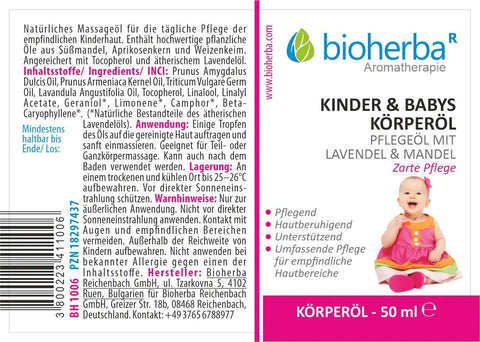 Kinder & Babys Körperöl Pflegeöl mit Lavendel & Mandel 50 ml