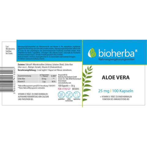 Aloe Vera 25 mg 100 Kapseln