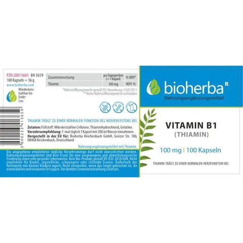 Vitamin B1 (Thiamin) 100 mg 100 Kapseln