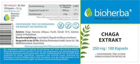 Chaga Extrakt 250 mg 100 Kapseln