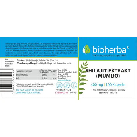 Shilajit-Extrakt (Mumijo) 400 mg 100 Kapseln