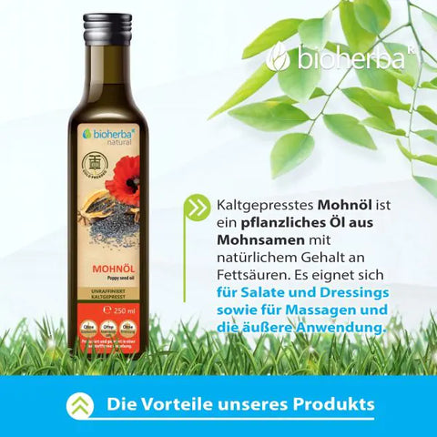 Mohnöl kaltgepresst – Natürliches Mohnsamenöl 250 ml