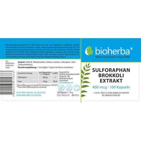 Sulforaphan Brokkoli Extrakt 400 mcg 100 Kapseln