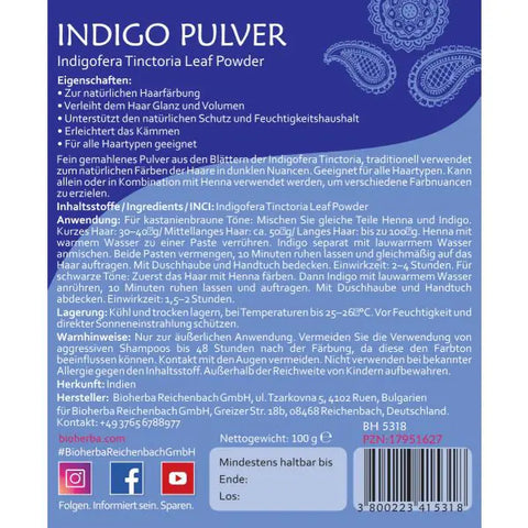 Indigo Pulver Indigofera Tinctoria Leaf Powder 100 g