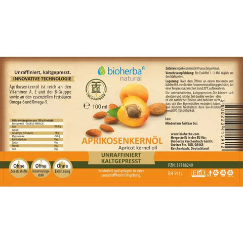 Aprikosenkernöl kaltgepresst – Natürliches Aprikosenöl 100 ml