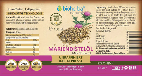 Mariendistelöl 100 ml Bioherba kaltgepresstes Öl