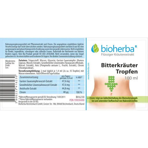 Bitterkräuter Tropfen Tinktur 100 ml