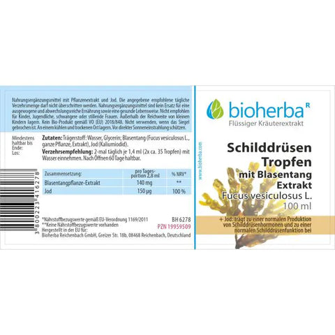 Schilddrüsen Tropfen mit Blasentang Extrakt Tinktur 100 ml