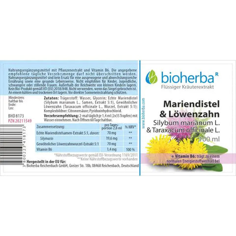 Mariendistel & Löwenzahn Tropfen Tinktur 100 ml