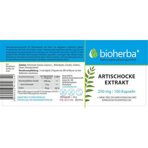 Artischocke Еxtrakt 250 mg 100 Kapseln