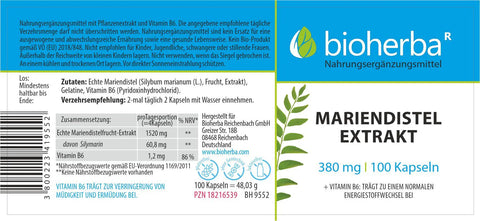 Mariendistel Extrakt 380 mg 100 Kapseln