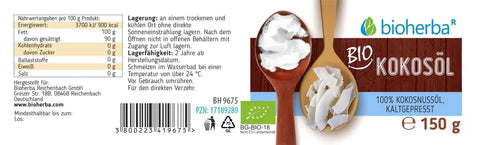 Bio Kokosöl 100 % Bio, kaltgepresst 150g