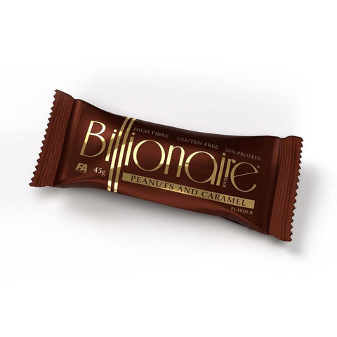 BILLIONAIRE BAR Proteinriegel 45g – Erdnuss-Karamell Snack mit 12g Protein – Eiweißriegel für Sport & Fitness